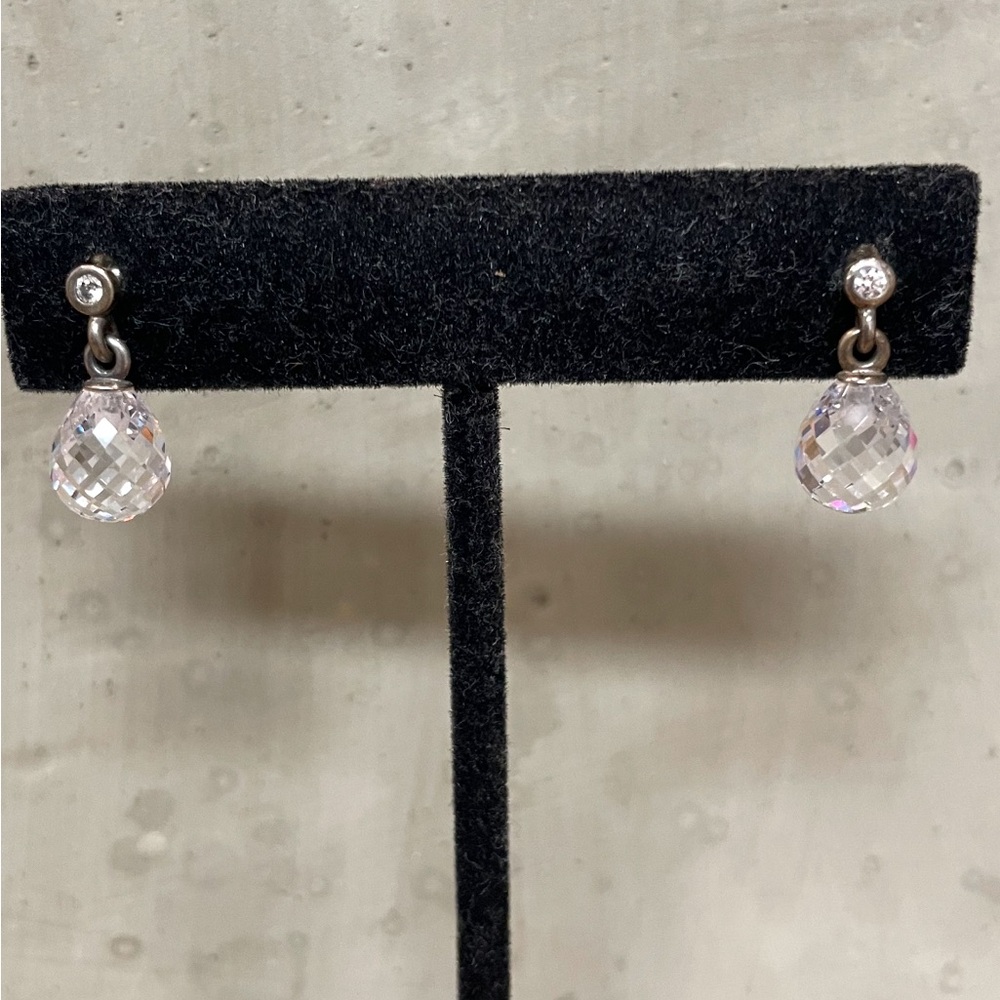 Pandora Sterling Silver Crystal Geometric Drop Earrings - Picture 4 of 9